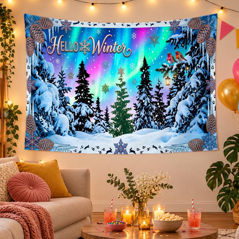 Weihnachtsthema Wandteppich, Xmas Wandbehang, Feiertags-Heim Schlafzimmer Dekoration
