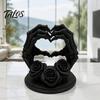 Dark Home Aesthetic Accessories 3D Printed Heart Shape Skeleton Hand Ornament, Gothic Rose Skull Statue Niche Style Art Gifts for Decor, Unique
