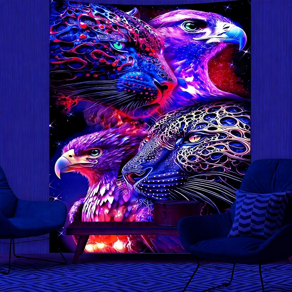 Fluorescent Tapestries With Majestic Bird Designs Uv Reaction Tapestry Background Decoration  Bedroom Party Decoration