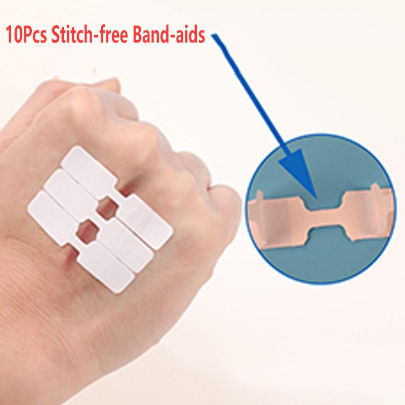 10 Pack  No Seam Band-Aid Outdoor Quick Wound Suture Zipper Tape Reduce