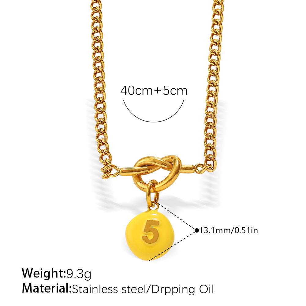 Summer Beach Wind Dopamine Contrast Digital Card Knotted Necklace Gold Plated Stackable Collarbone Chain