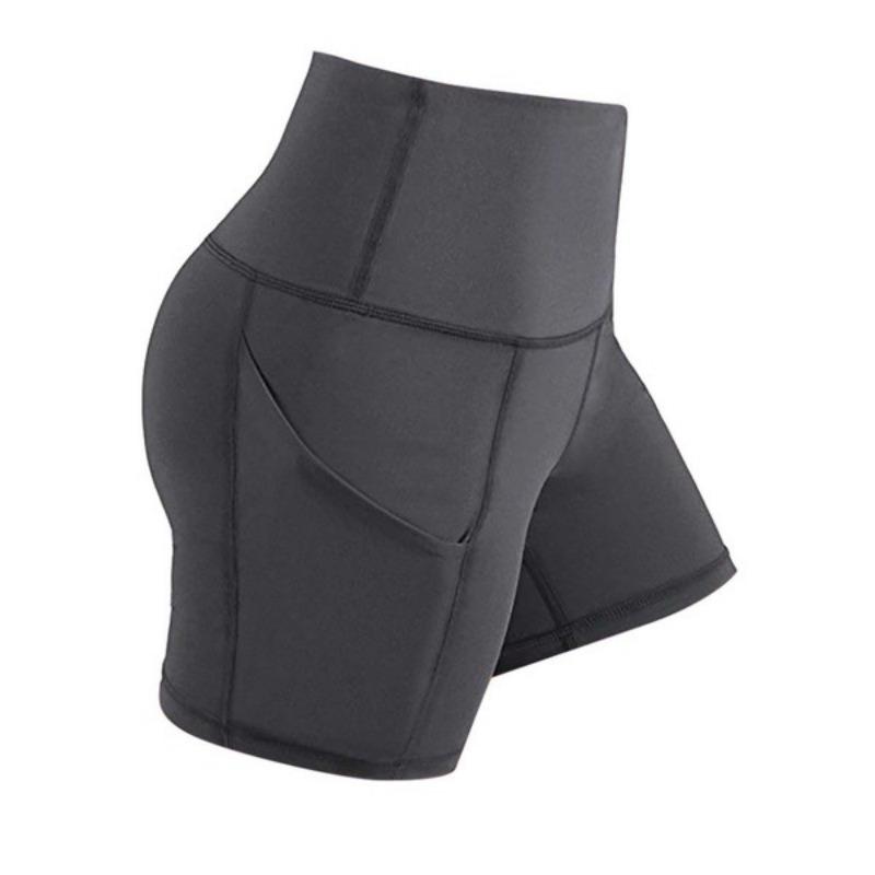 High Waisted Yoga Running Compression Shorts With Side Pockets