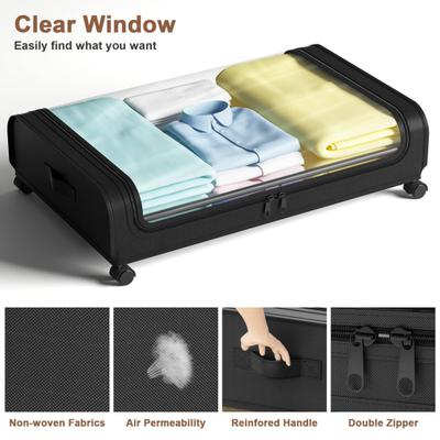Caja de Almacenamiento Debajo de la Cama con Ruedas Gran Capacidad a Prueba de Polvo Contenedor de Almacenamiento Multiusos Organizador de Ropa Juguetes con Ventana Transparente