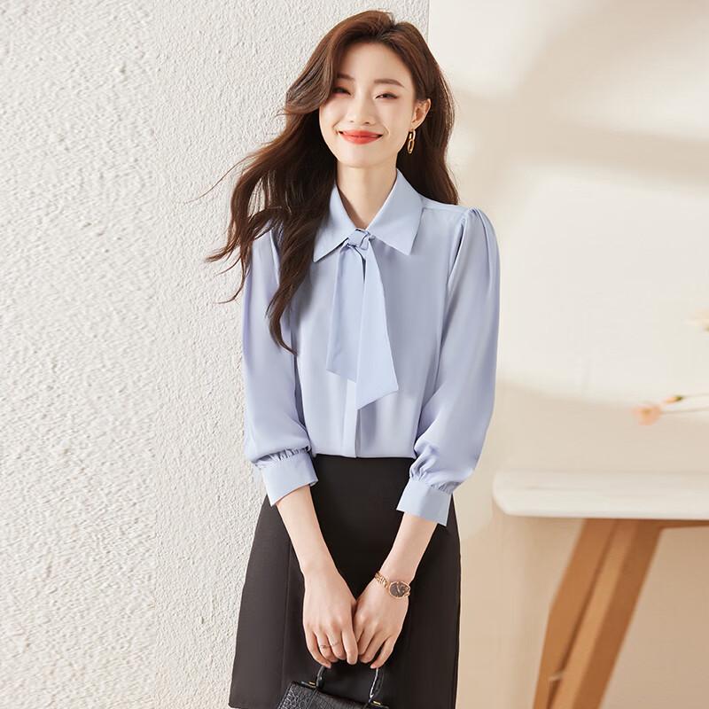 Troloman Women s Elegant Bow Tie Long Sleeve Blouse 2XL