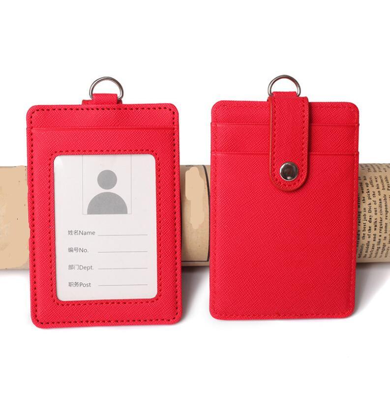 PU-Leder-Ausweishalter mit ausziehbarem Lanyard, Kartenhalter, Namensschild, Schul- und Bürobedarf