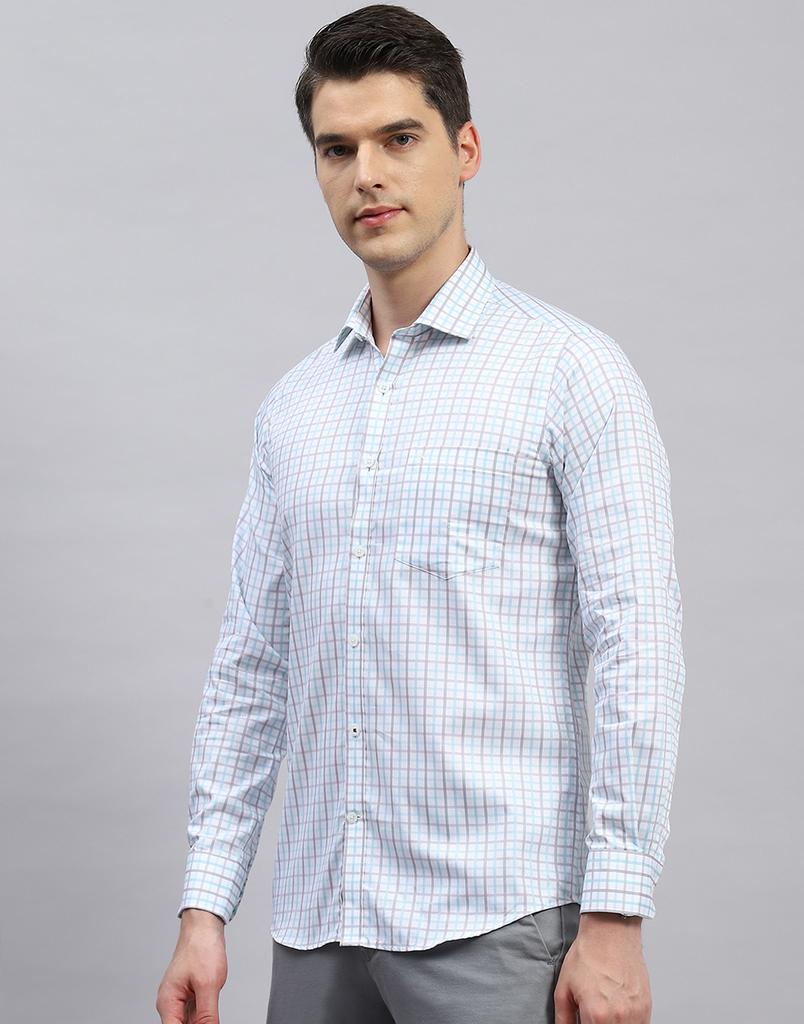 MONTE CARLO Mens Check Collar Neck Pure Cotton Shirt