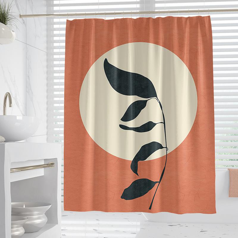 Morandi plants and flowers washable Dirt-Resistant Shower Curtain Shower Head waterproof Polyester Bath Curtain For Home Decor