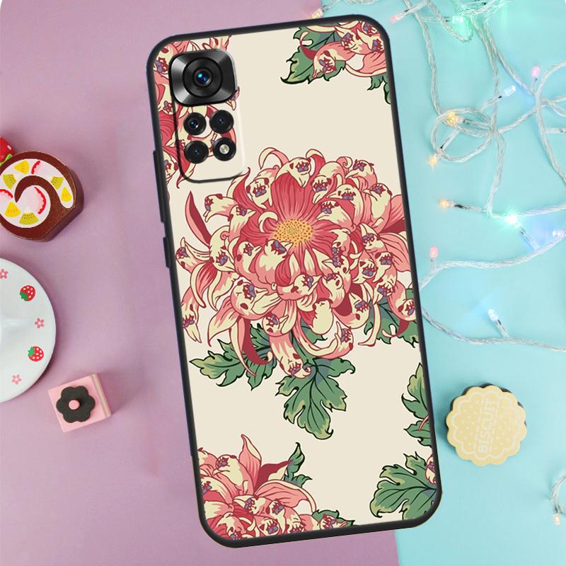 Chrysanthemum Case For Xiaomi Redmi Note 14 13 9 10 11 12 Pro 9S 10S 11S 12S Redmi 13C 10C 12C 14C Cover