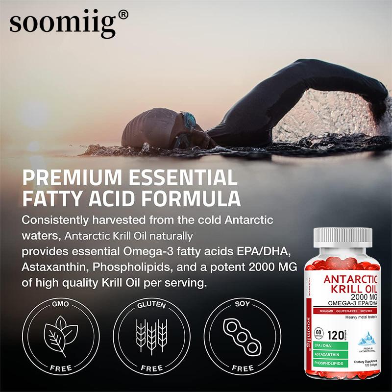Antarctic Krill Oil 2000 Mg, Total Omega 3 Fatty Acids 120 Mg, Dietary Supplement