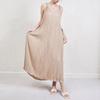 Summer French Sleeveless Pleated Spaghetti Strap Maxi Dress