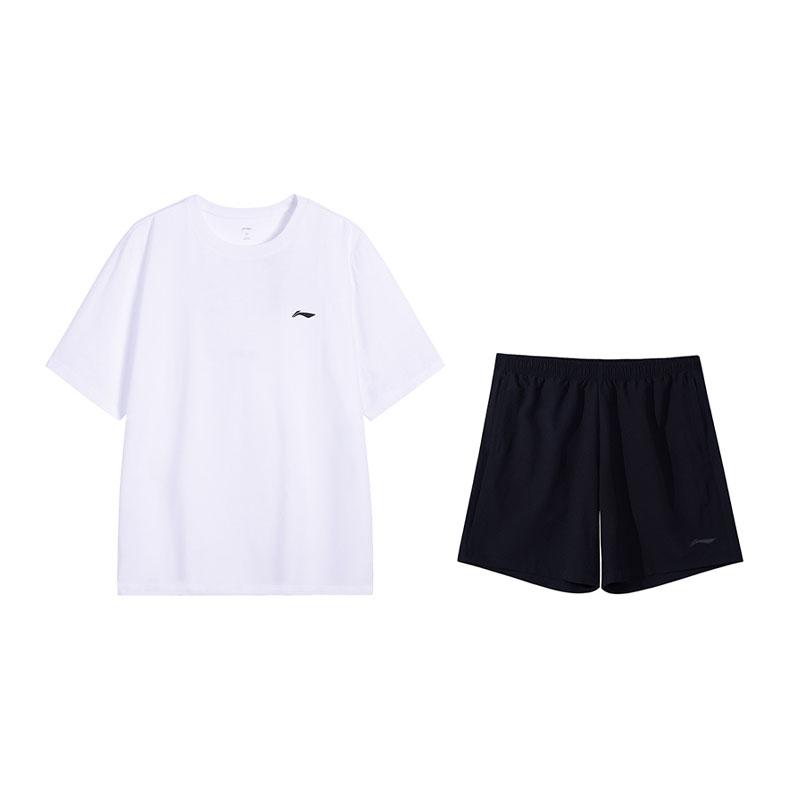 Li-Ning Lightweight Breathable Skin-Friendly Short Sleeve Top Casual Shorts Sports Set Men sets B61-2+W599-1 S