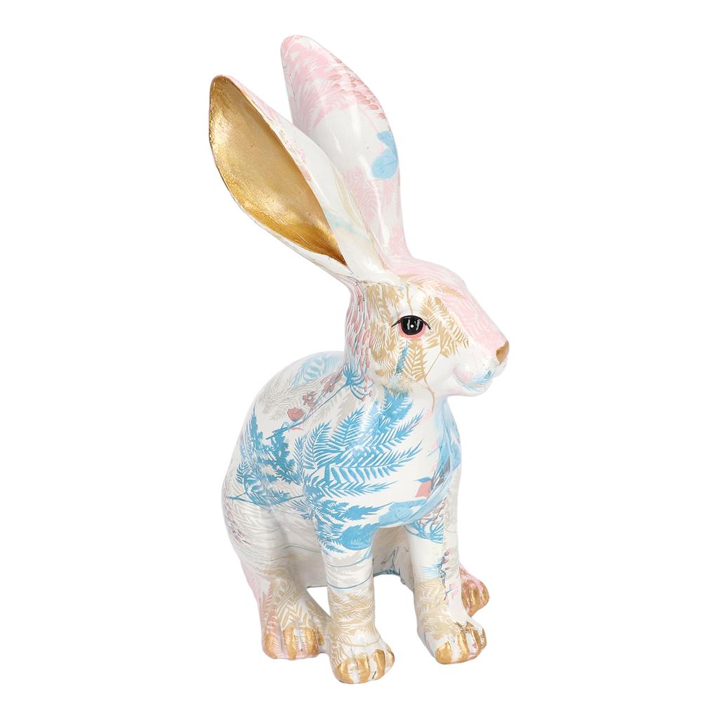 Colorful Rabbit Statue European Style Hand Crafted Rabbit Figure Nontoxic Synthetic Resin Rabbit