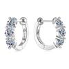 2024 New Three Stone Earrings Real 925 Sterling Silver 4mm Round Moissanite Hoop Earrings for Women Jewelry Gift Valentine Day