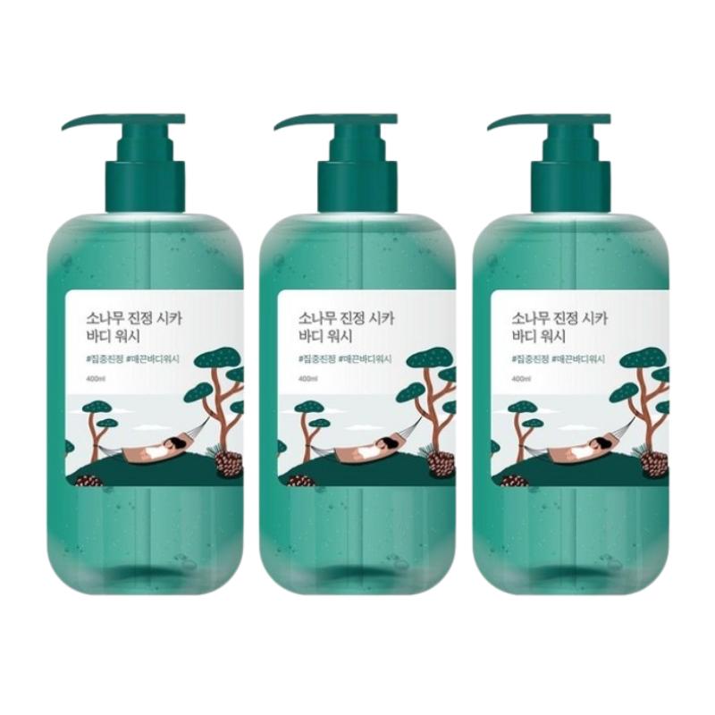 Round Lab Pine Calming Cica Body Wash 400ml – Acne-Prone Skin Body Cleanser with AHA BHA PHA, Fresh Forest Scent