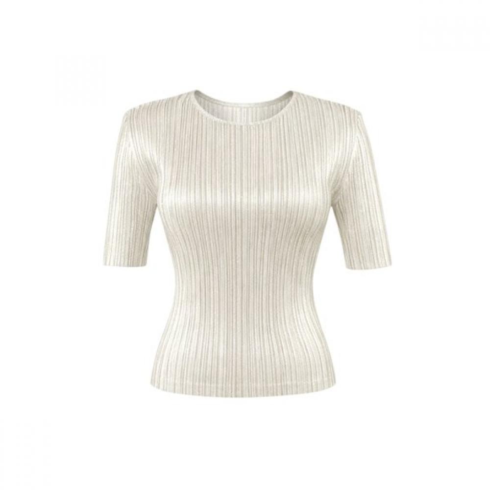 La Vita Junko Pearl Fabric Folding Sleeve Tee Ltsts002 BK