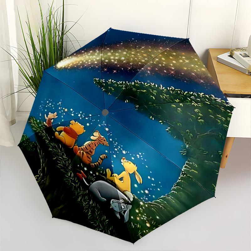 

Winnie-the-Pooh, Night Sky Themed Automatic Opening and Closing Umbrella, Brightly Colored 8-rib Portable Umbrella, Suitable for Men and Women, A Perf
