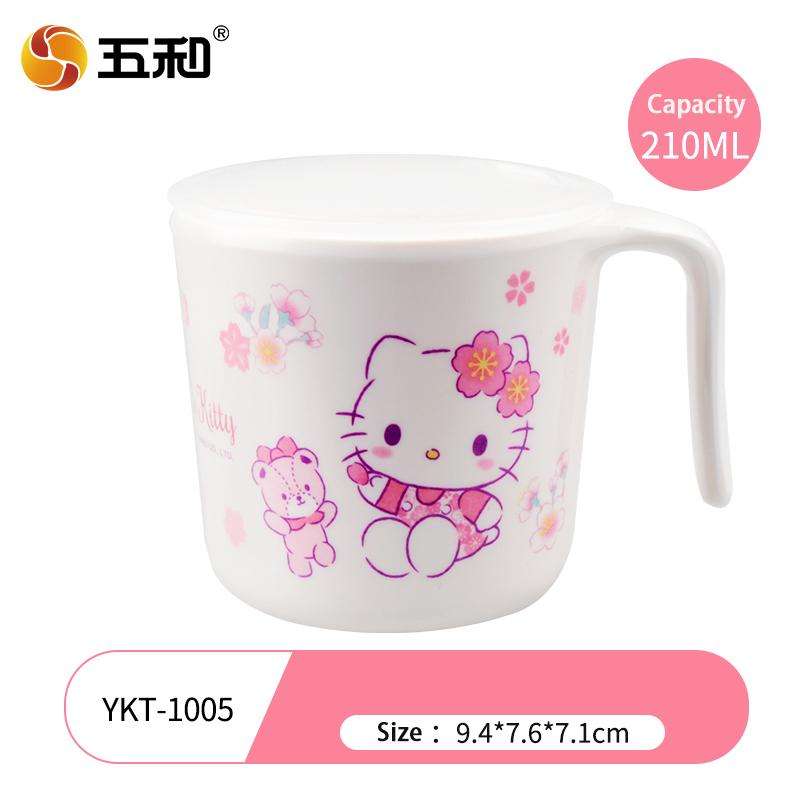 For Hello KittyTableware Cute Cherry Blossom Children Cartoon Tableware Rice Salad Bowl Water Cup Spoon Anti-scalding Plate