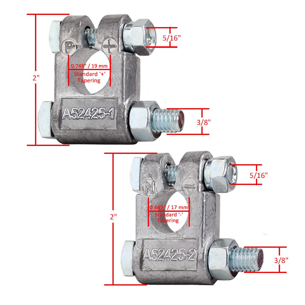 Ampper Military Specification Battery Terminal Ends, Top Post Battery Terminal