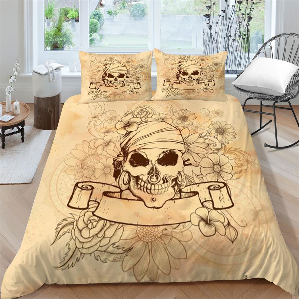3D Skull Print Bed Suit Bedding Quilt Cover Home Bedclothes Kids Gift Microfiber Comforter Breathable Duvet Cover