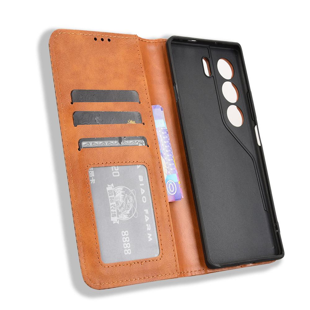 For TECNO Camon 40 4G CM5 Leather Case Wallet Stand Retro Texture Phone Cover