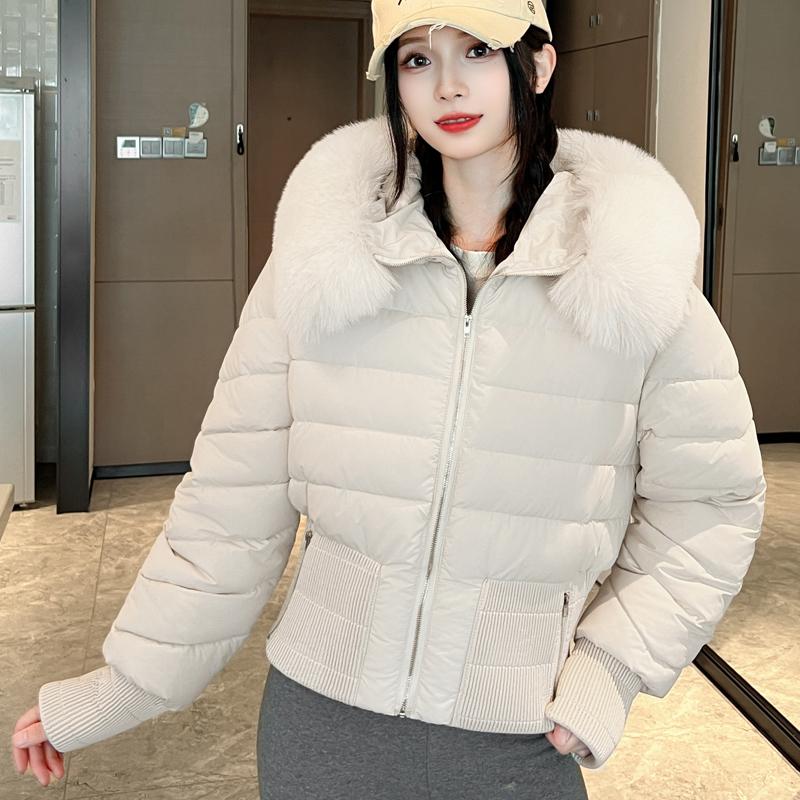 

Модные женские зимние короткие пальто с капюшоном, воротником из искусственного меха, толстые теплые парки, повседневные женские куртки 2XL бежевый