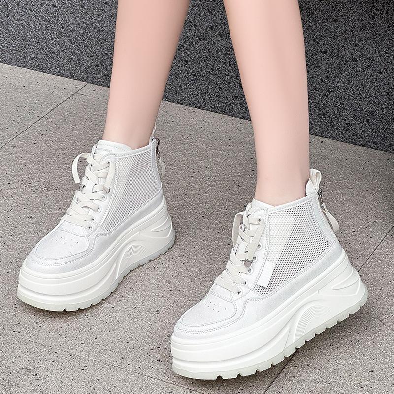 thick-soled muffin high-top shoes women's new mesh breathable casual and comfortable versatile board shoes in the summer of 2026
