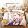 Miss Kobayashi's Drachenmädchen Bettwäsche-Set Anime 3-teiliger Bettbezug Kawaii Mädchen Erwachsene Kinder Schlafzimmer