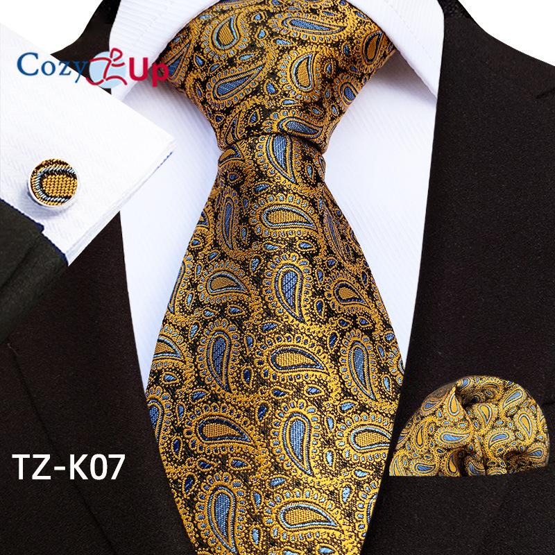 

Уютный комплект из трех предметов, модный деловой мужской галстук с узором пейсли, включает в себя галстук, запонки, носовой платок