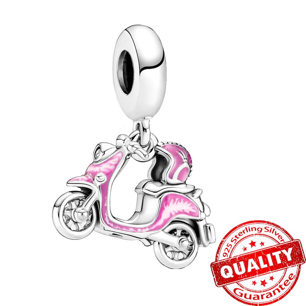 Elegant Exquisite Copper Metal Two-tone Spinning Wheels Bicycle Dangle Charm Bead Component Compatible With Bracelet High Quality Fine Jewelry Lovely