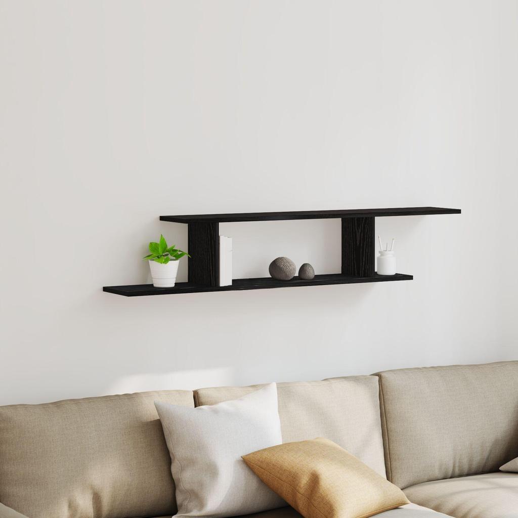 Wall-mounted decorative shelf for decorative storage display in bathroom, living room and hallway, 125x18x23 cm