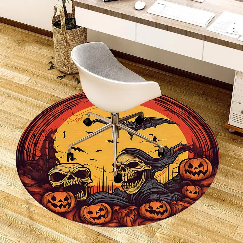 1pc Office Carpet Chair Mats Halloween Spooky Night with Pumpkins and Skulls Perfect for Decorating Office Chairs, Living Rooms, Or Bedrooms.YDT075