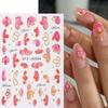 3D Pink Gold Flower Nail Stickers Metallic Gold Line Floral Petals Sakura Sliders Decals Spring Elegant DIY Manicure Decoration