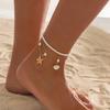 IngeSight.Z 3Pcs/Set Boho Bohemia Sea Starfish Conch Pendant Foot Chain Trend Imitation Pearl Beaded Anklet Summer Beach Jewelry