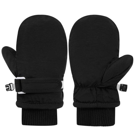 

1 Pair Kids Gloves Waterproof Winter Ski Gloves Soft Fleece Lining Windproof Adjustable Strap Solid Color Threaded Gloves M