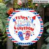 2D Flat, 1pc Patriotic 4th of July Metal Decorative Plaque, Red White Blue Flip Flops Fireworks USA Flag Design, Durable Indoor Outdoor Sign, Perfect