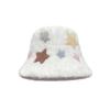 New Arrival: Women's White Star Plush Fisherman Hat - Japanese Style Winter Accessory