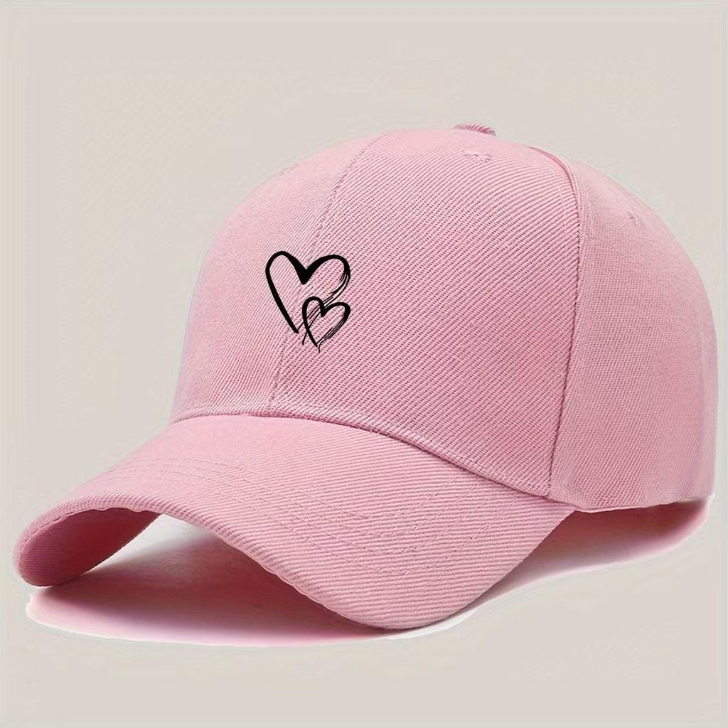 Heart Print Baseball Cap - Men's & Women's Trendy Sun Protection Hat for Outdoor Sports & Casual Wear
