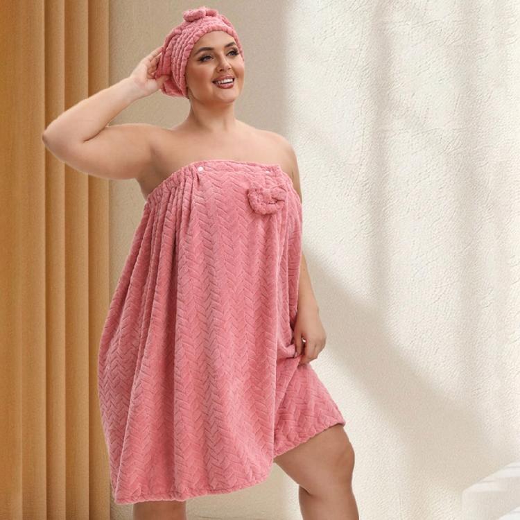 Large Size Adjustable Bath Skirt and Hair Dry Cap Set Slip Resistant Oversize Bathrobe for Women Spa Home Travel Beach