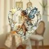 Fairy Angel Colorful Art Flower Suncatcher Stained Window Hanging Round Acrylic Pendant For Home Garden Yard Wall Ornament Decor