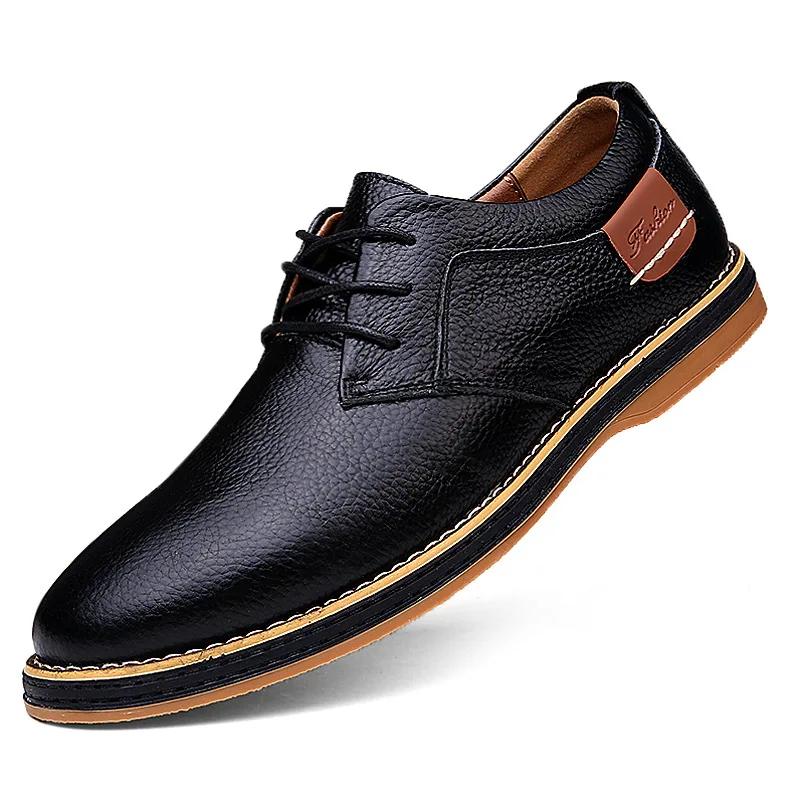Men Oxfords Genuine Leather Dress Shoes 2025 Lace Up Italian Mens Casual Shoes Luxury Brand Moccasins Loafers Plus Size 38-48