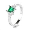 2026 Fashion Square Emerald Ring, Ladies, Niche Light Luxury Princess Square Ring Tide Jewelry