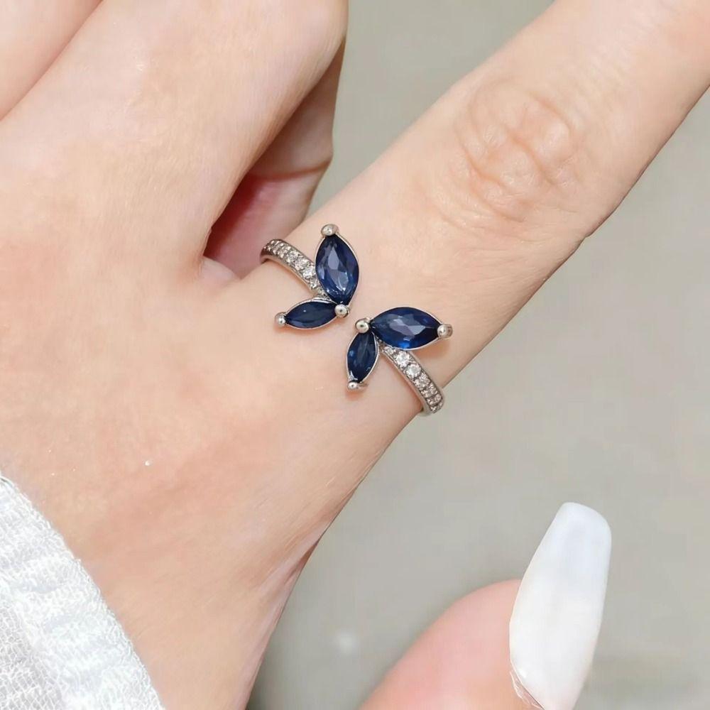 Exquisite Zircon Butterfly Ring Light Luxury Finger Jewelry Light Luxury Crystal Ring Daily