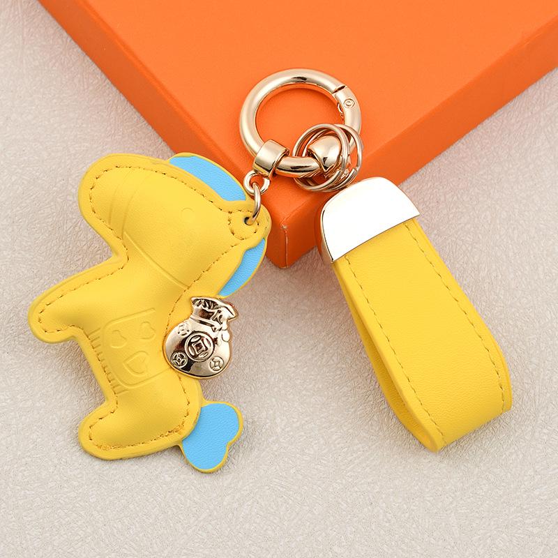 Instant Wealth Leather Keychain: Cartoon Pony Bag Charm & Couple Car Pendant - New Year Gift