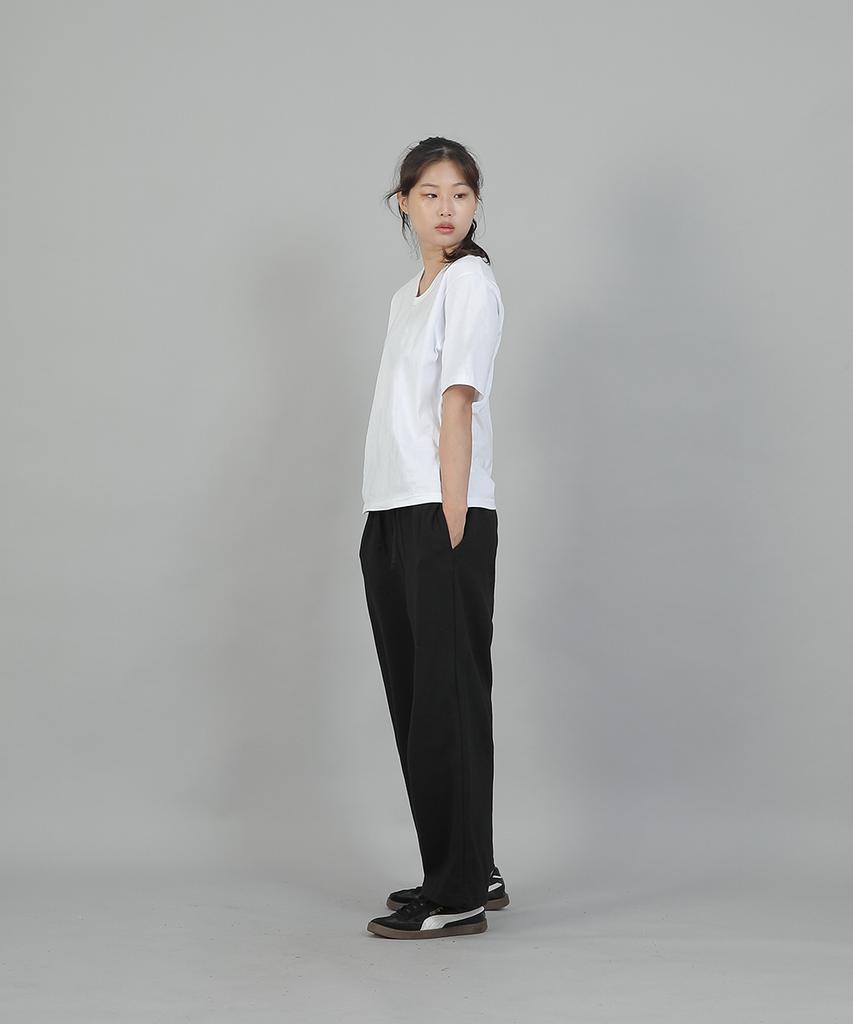 SAINTCREW Soft Elastic Waist Wide Pants Esb-384 Black