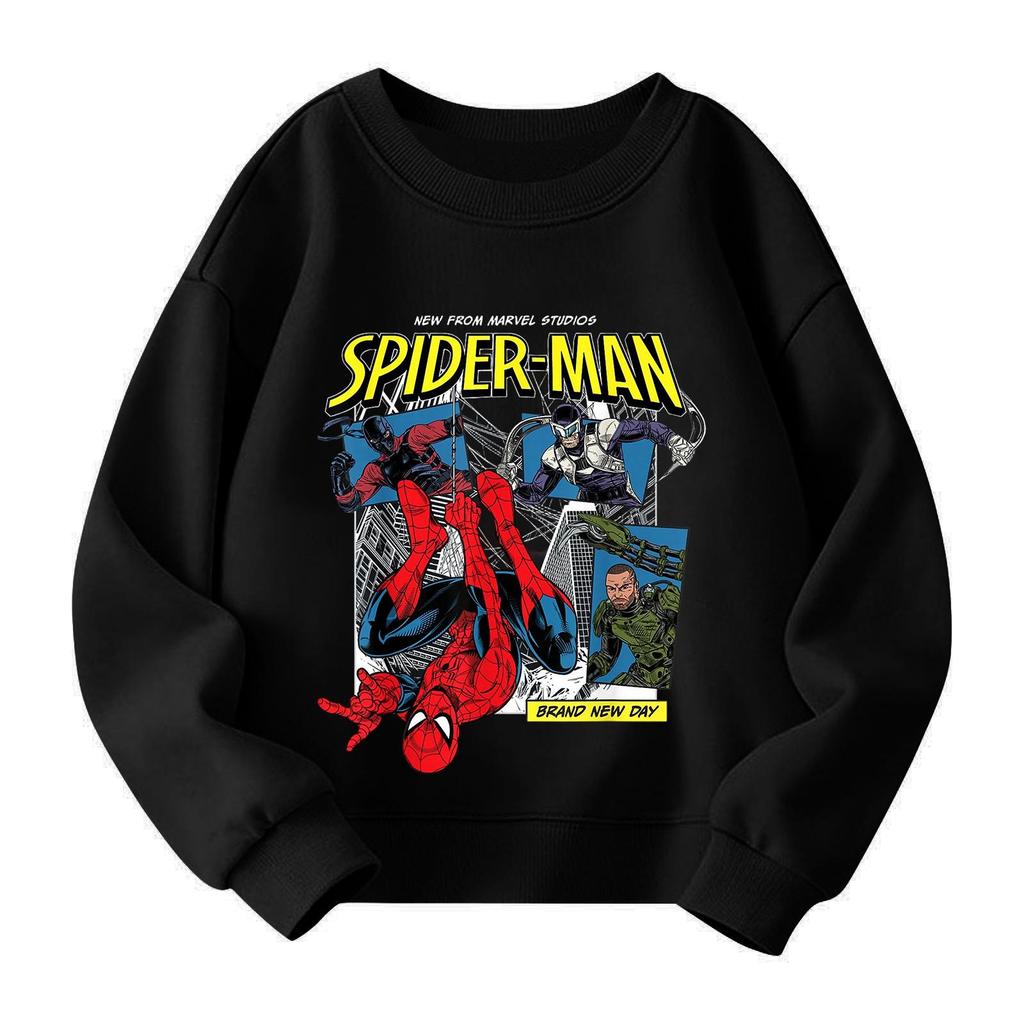 Boys and Girls Round Neck Plus Velvet Pullover Printed Top Sweatshirt
