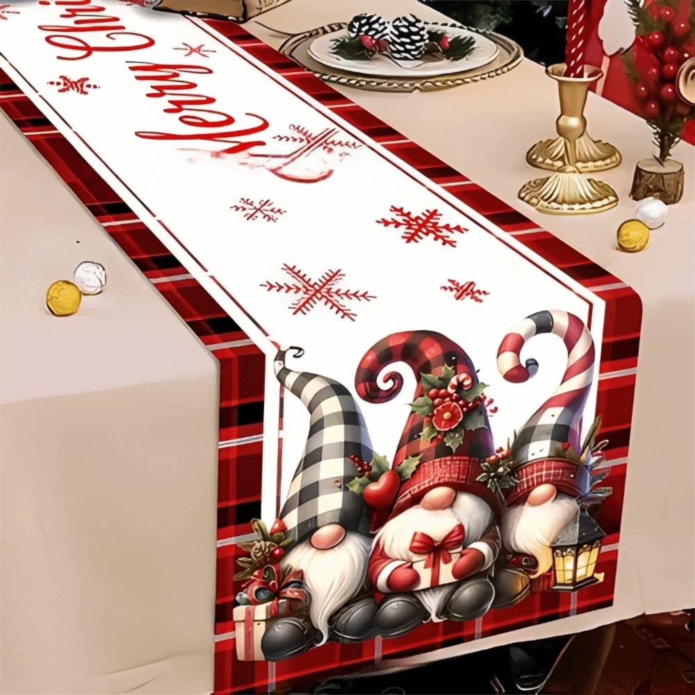 Rectangular Shape Christmas Table Runner Cotton Linen Blend Christmas Tablecloth Winter Season