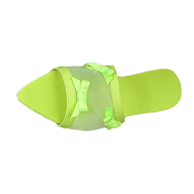Pointed Toe Women's Slippers Flats Bow Sandals Summer Woman Shoes 2026 New Beach Flip Flops Designer Walking Zapatillas De Mujer