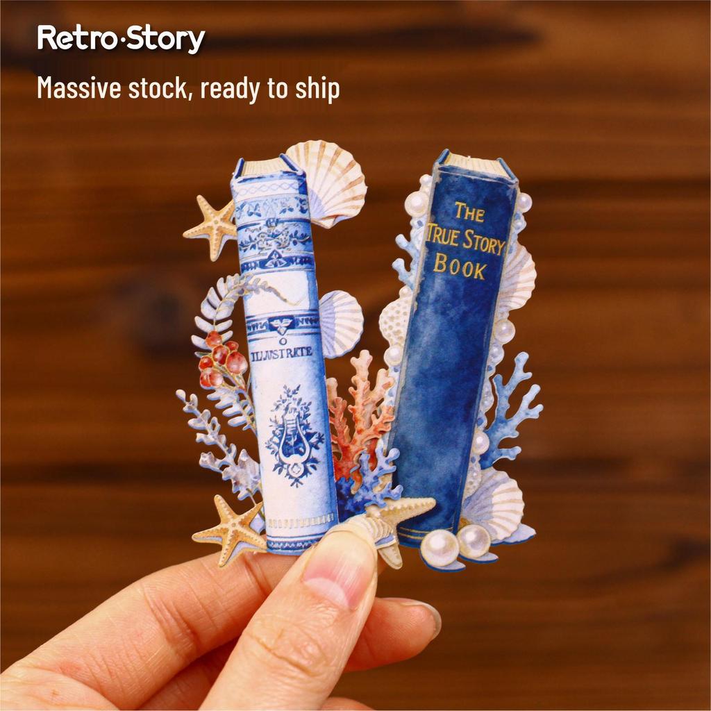 Retro Story Sticker Pack: Light Reading Spine Series - 16 Sheets for Journal Collage Decoration