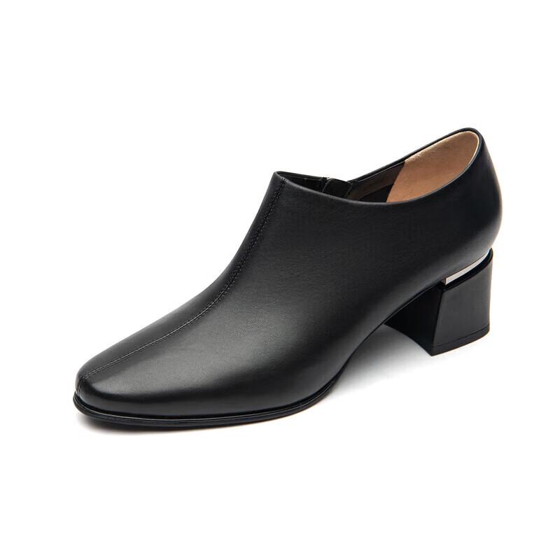 Le Saunda Women's Leather Block Heel Ankle Boots