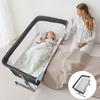 Babybett 3-in-1 Multifunktions-Beistellbett mit Aufbewahrungskorb, 6-stufig höhenverstellbar, Baby-Neugeborenen-Moskitonetz, Tragbare umwandelbare Wiege